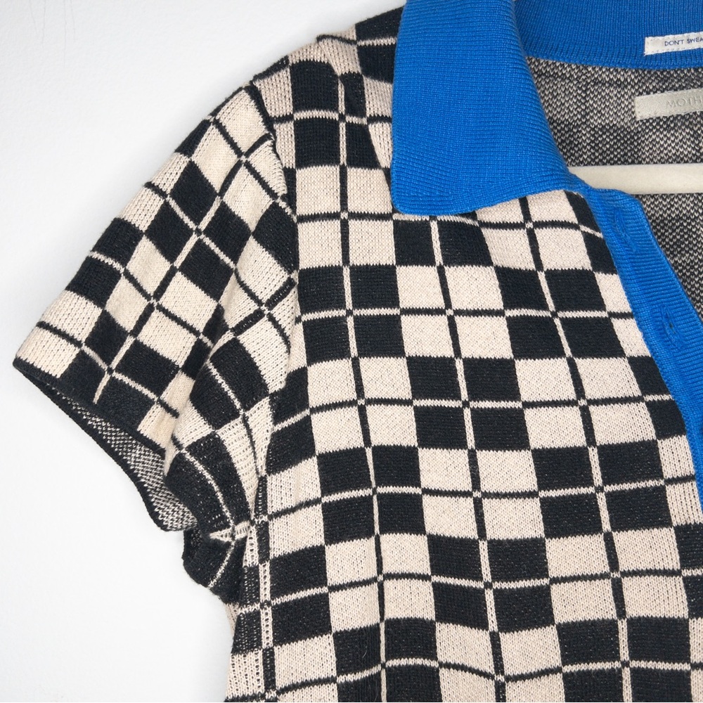 MOTHER The Offsides Henley Check This Sweater Polo Shirt - Picture 4 of 9